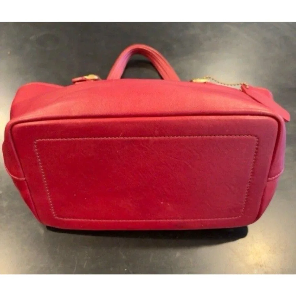 Vintage Coach Legacy Mini Market Tote Bag #9846 Ruby Red Glove Tan Leather EUC